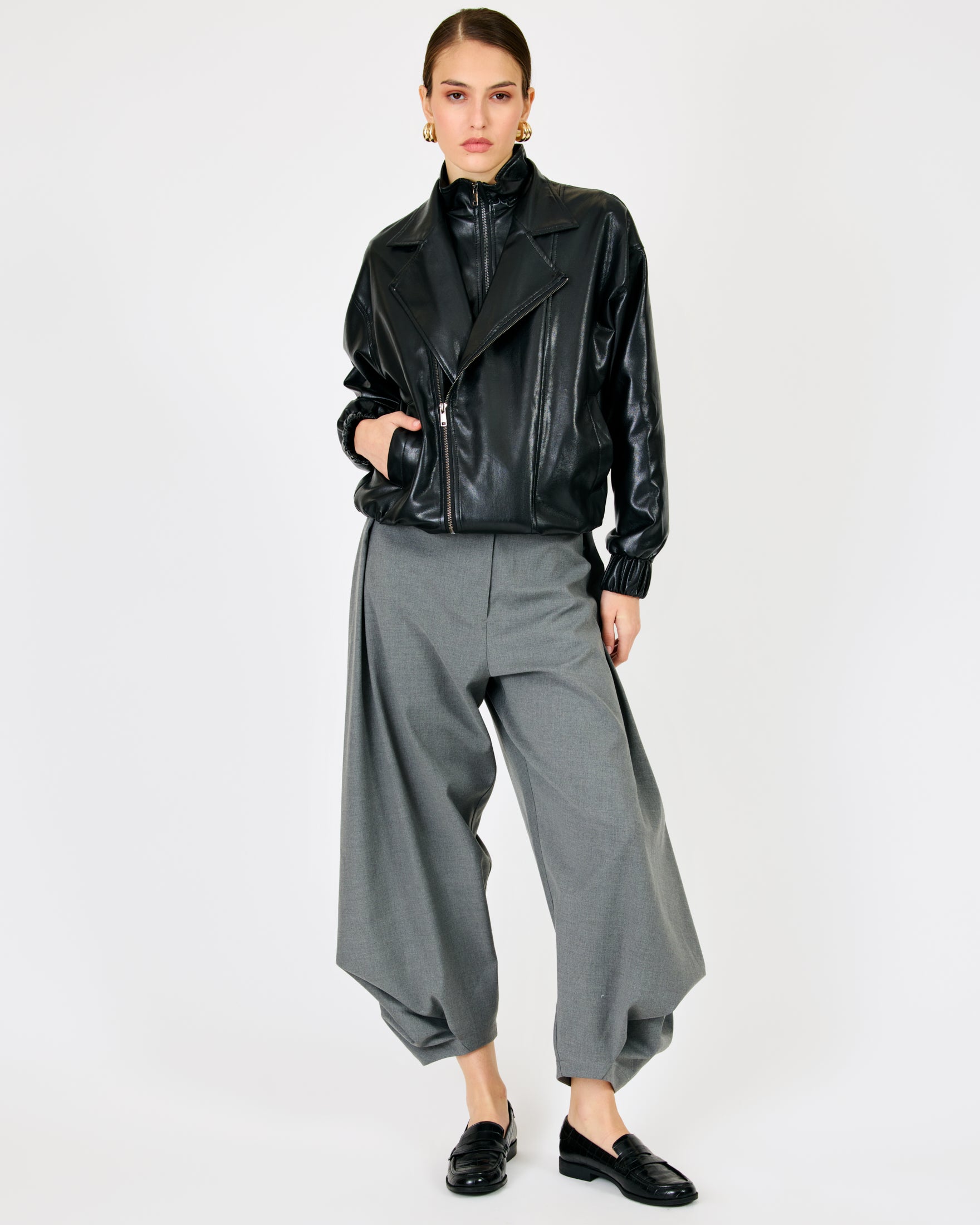 Line & Dot Noir Double Layered Jacket