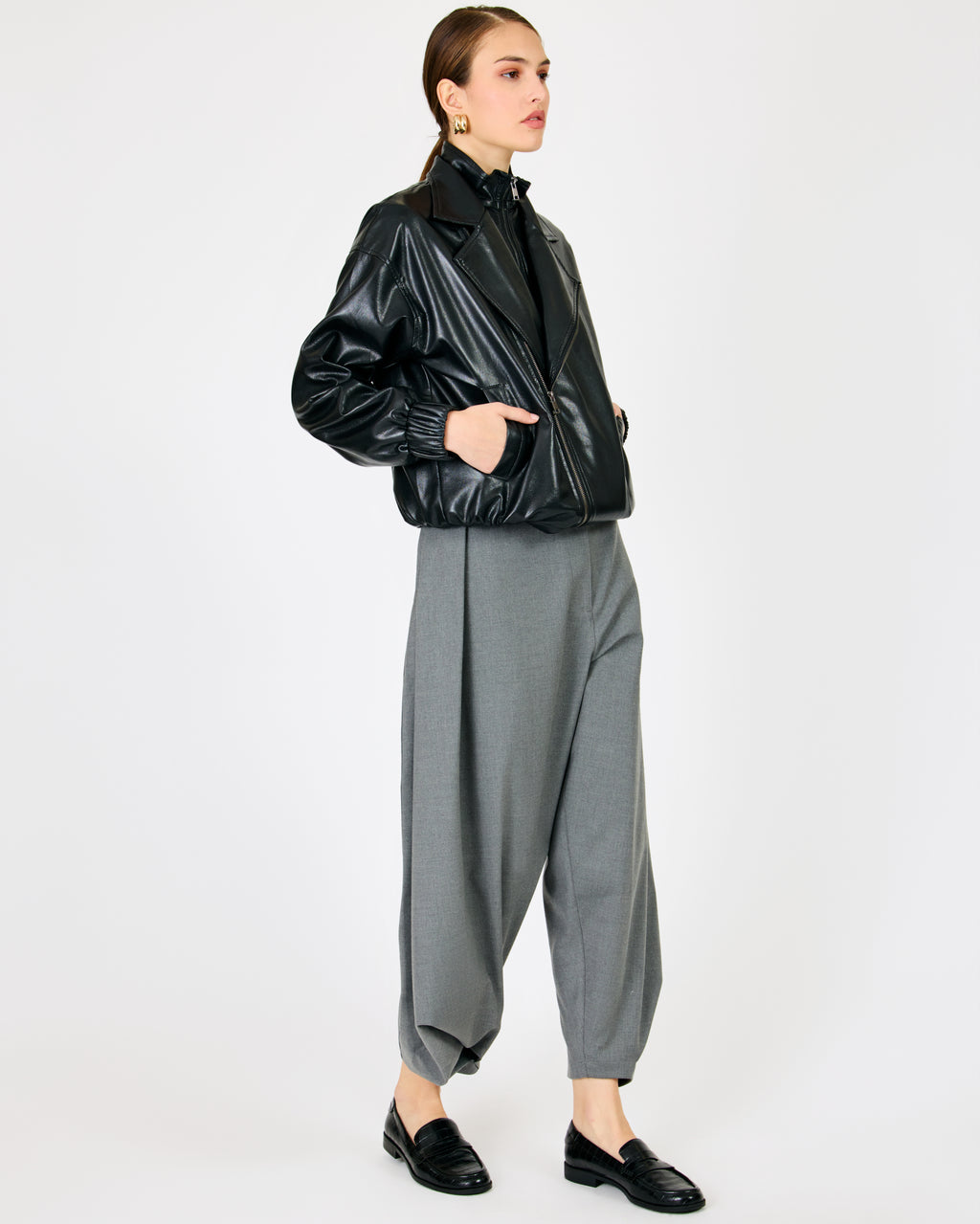 Line & Dot Noir Double Layered Jacket
