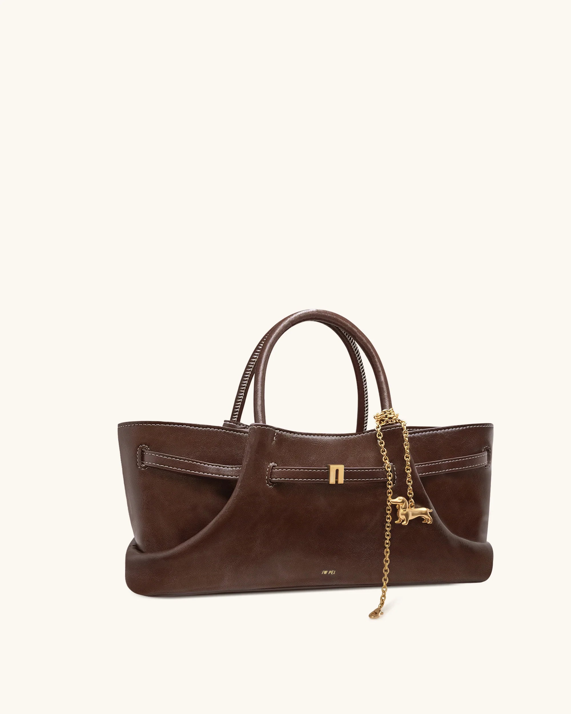JW PEI Maeve Dachshund Metal Charm Tote Bag (Dark Brown)