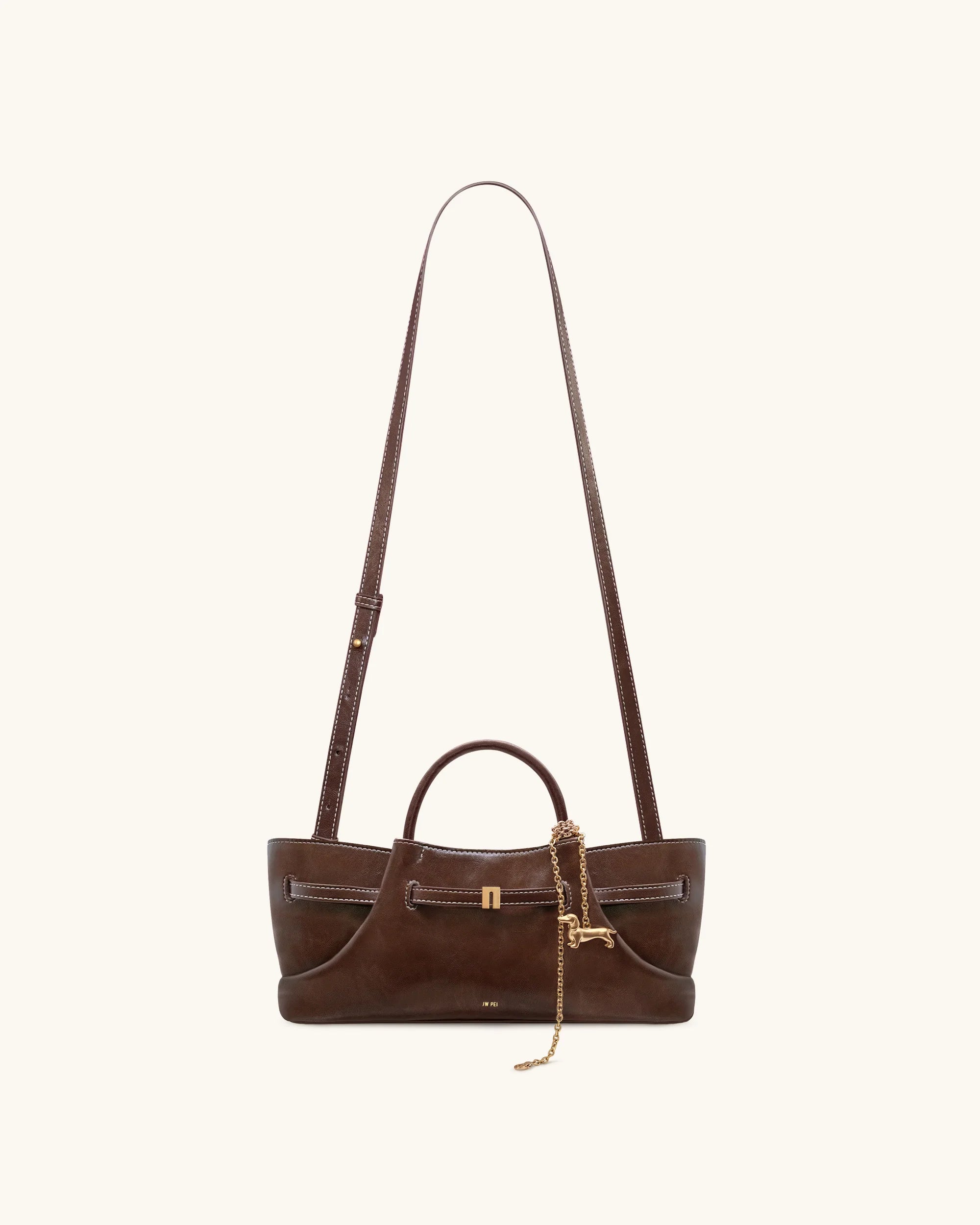 JW PEI Maeve Dachshund Metal Charm Tote Bag (Dark Brown)